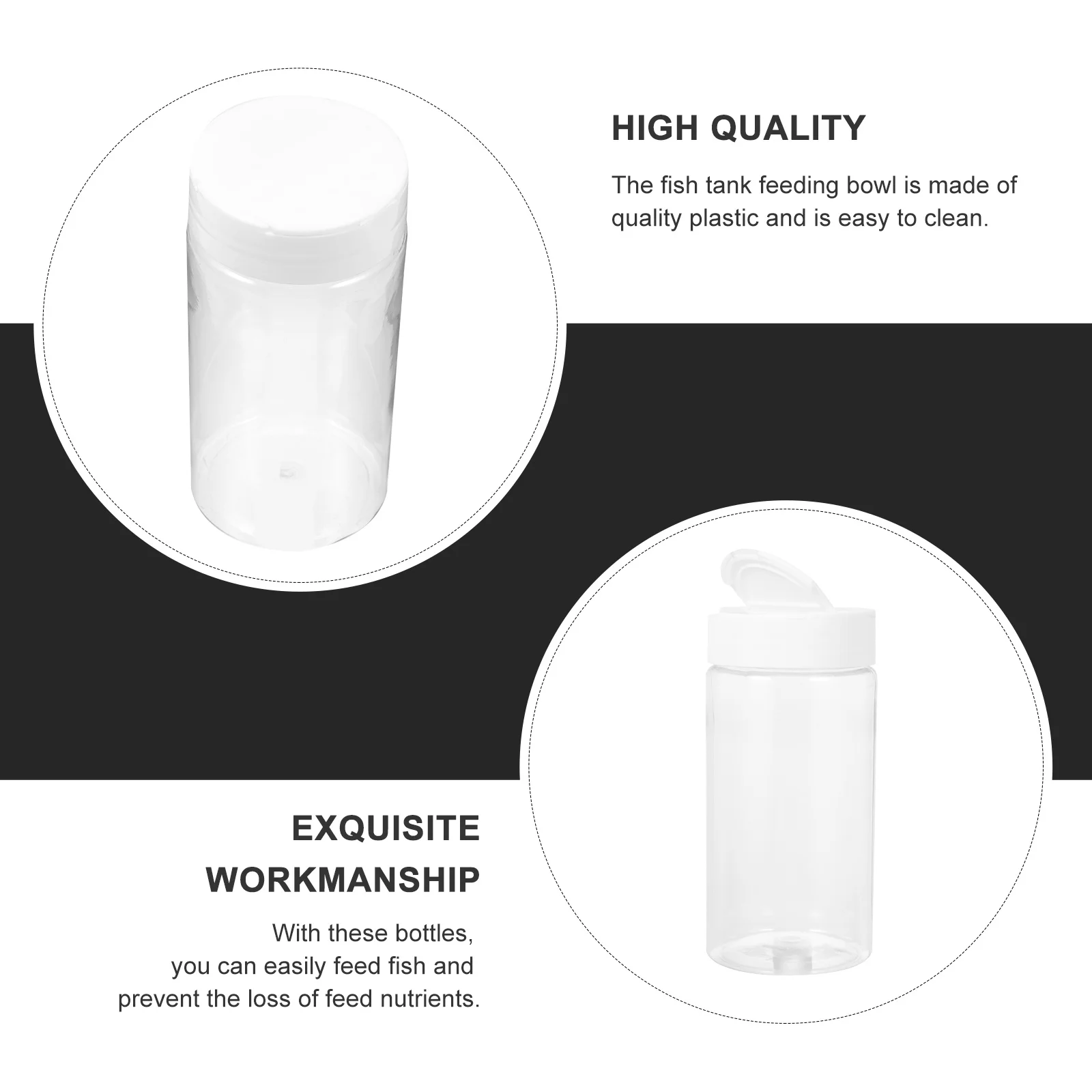 

2pcs Premium Feeding Bottles Portable Food Containers Durable Storage Transparent Feed Holders For Aquarium Fish Tanks