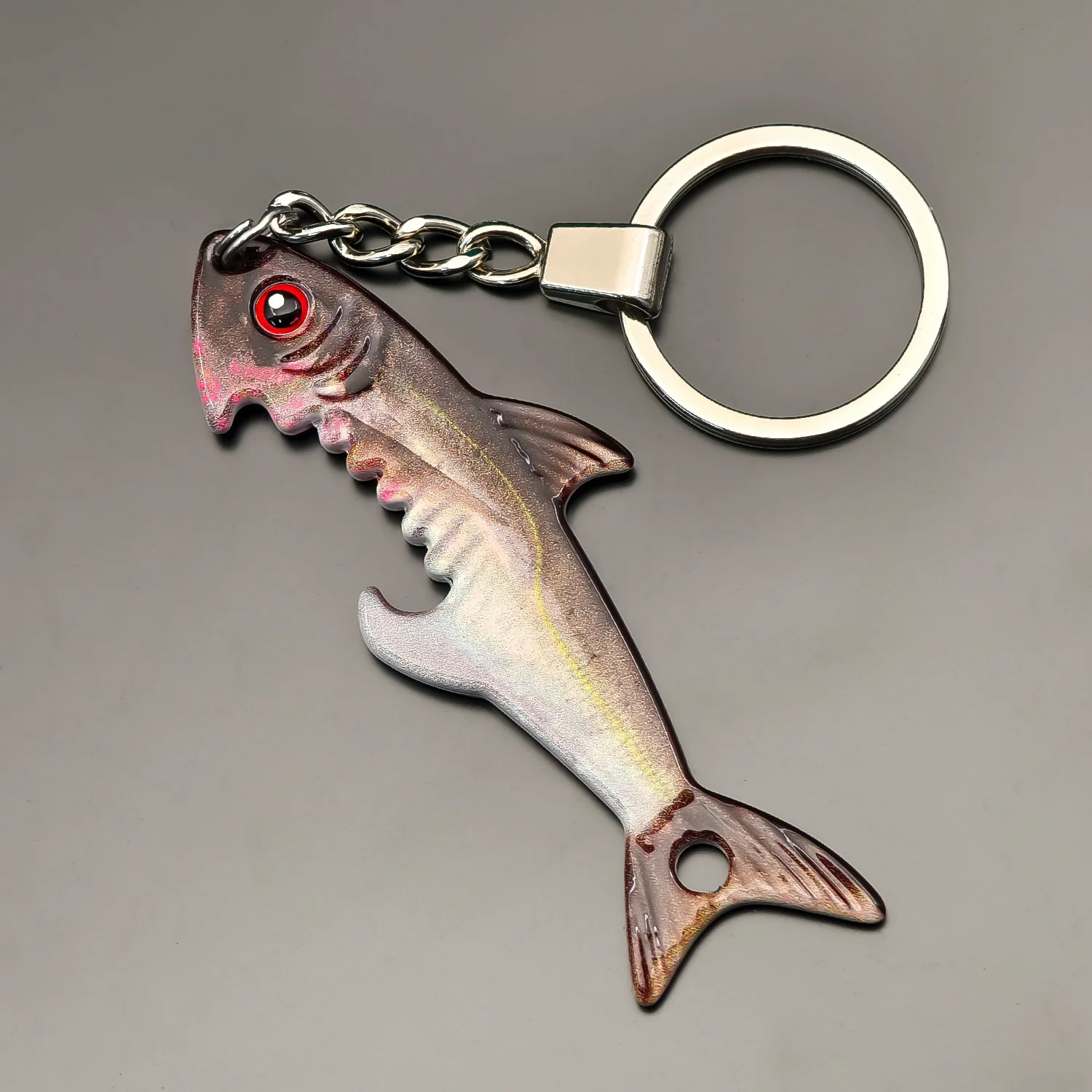 ANFS 1pc Rainbow Trout Fish Keychain, Bottle Opener, Cool Fishing Gift Fish-shaped Bottle Opener, Creative Lure, Personalized Keychain, Beer Bottle Opener, Iron Plate Bait, Can Be Hung and Portable
