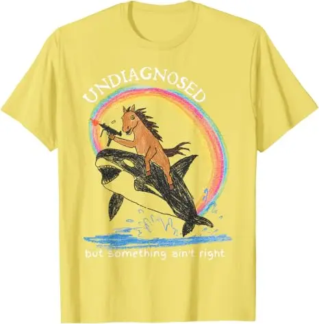 Nicht diagnostiziert, aber irgendetwas stimmt nicht Pferde reiten Wal Männer T-Shirt Y2k Kunstwerk Regenbogen Grafik Ästhetik Kleidung Mode T-Shirts – Detail 13