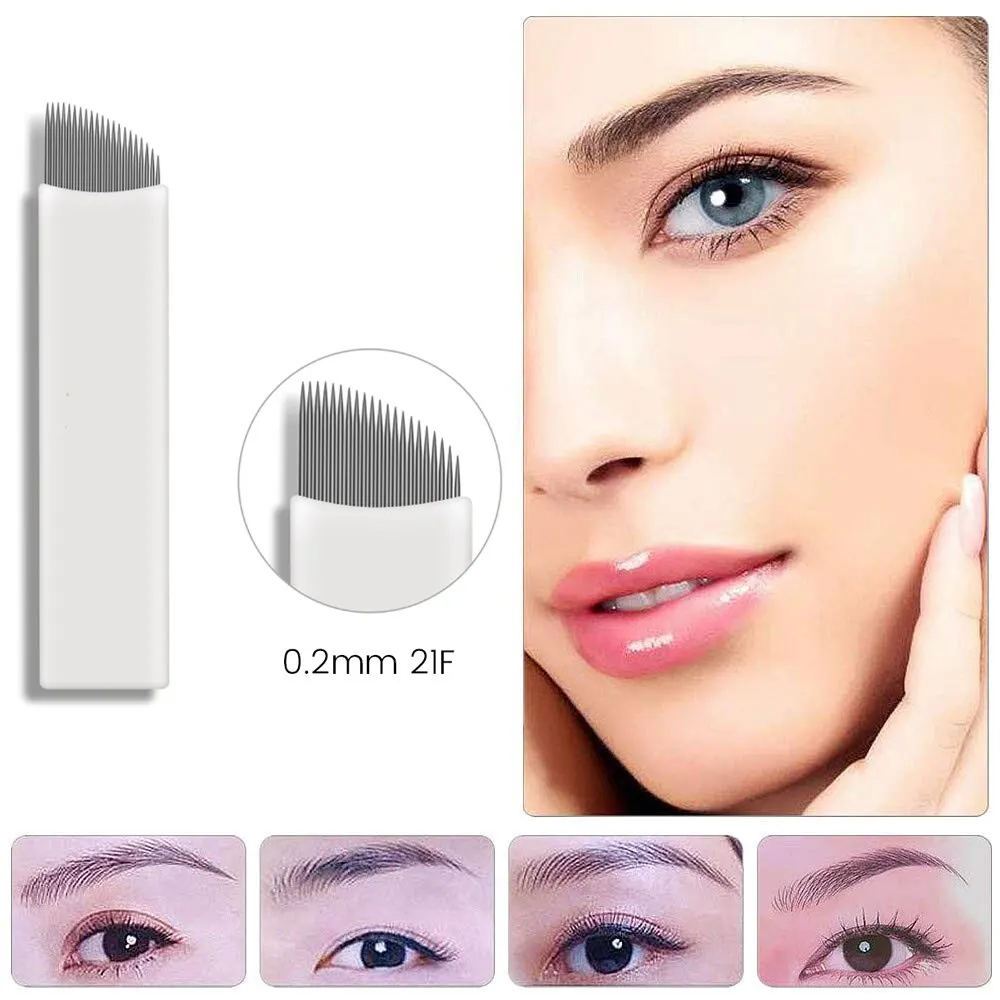 

100 шт. 0,2 мм белые 18/21 иглы для микроблейдинга для ручки для вышивания перьевой макияж принадлежности для татуажа бровей микро лезвия