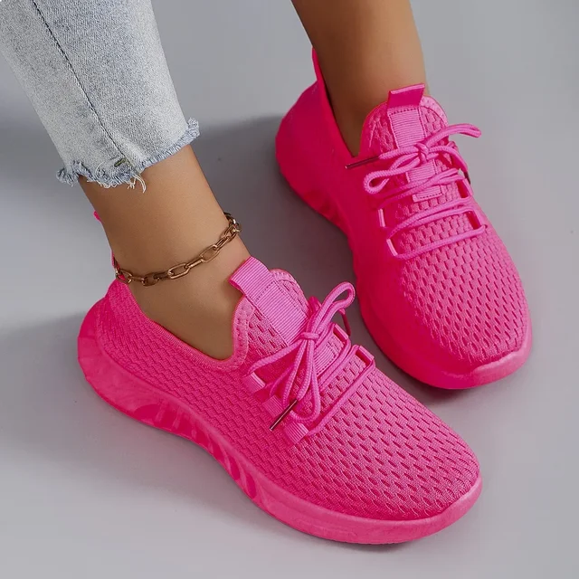 Women's Breathable Mesh Flat Shoes Casual Sports Sneakers Summer Walking Shoes Clearance Free Shipping