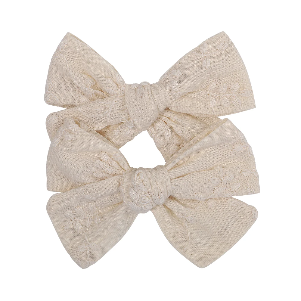 2Pcs/Set Flower Print Kids Bows Hair Clips for Cute Baby Girls Sweet Cotton Bowknot Hairpins Barrettes Headwear Hair Accessories