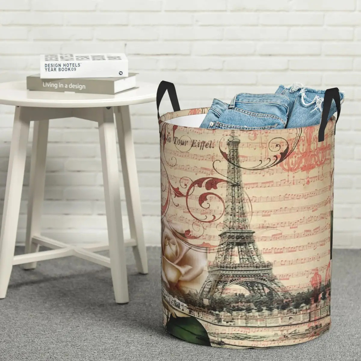 

Сборник белья Dark Academia, французская ботаническая роза, Париж, Эйфелева башня, корзина для белья, детская корзина для стирки, домашний органайзер