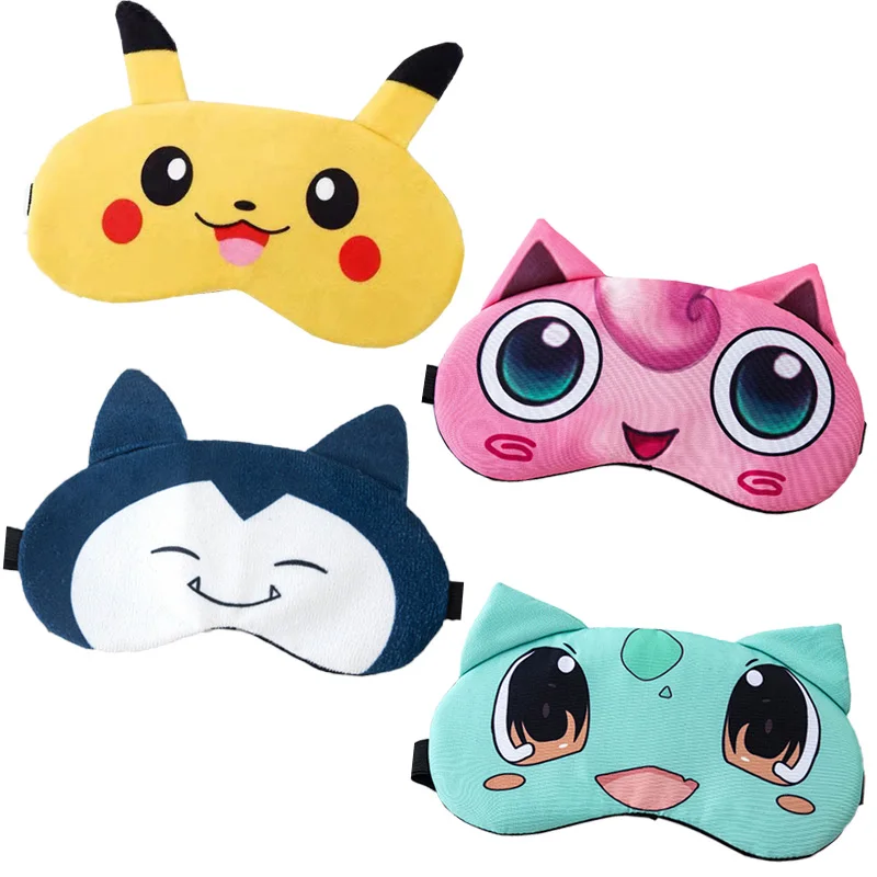 Pokemon Eye Patch Pikachu Bulbasaur Snorlax Sleeping Eye Mask Jigglypuff Cosplay Eyeshade donna uomo Soft Portable Kids Gift