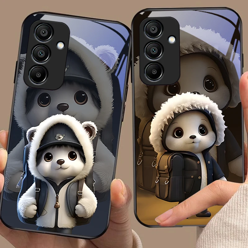 

Cute Little Panda White For Samsung Galaxy A15 5G 54 4G 51 50 24 35 90 71 12 51 53 52S 80 22 34 Black Tempered Glass Phone Case