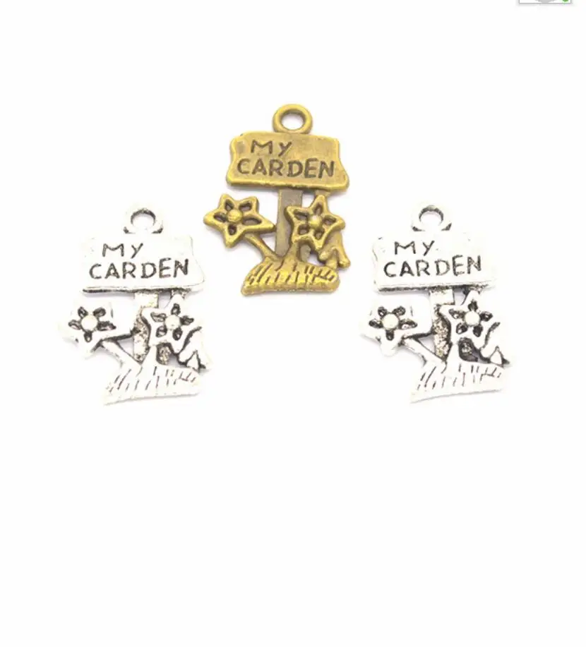 70Pcs/lot My CARDEN Charms 23*14mm Flower Charms for DIY Handmade Jewelry F0618