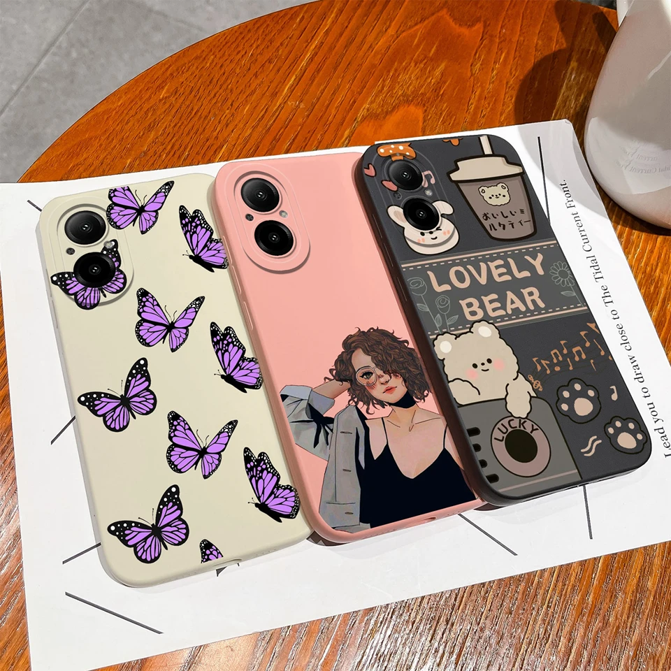 Cases For Oppo Realme C67 4G Luxury Purple Butterfly Couple Liquid Shockproof Anti-fall Phone Cover For Oppo C67 Soft TPU Funda