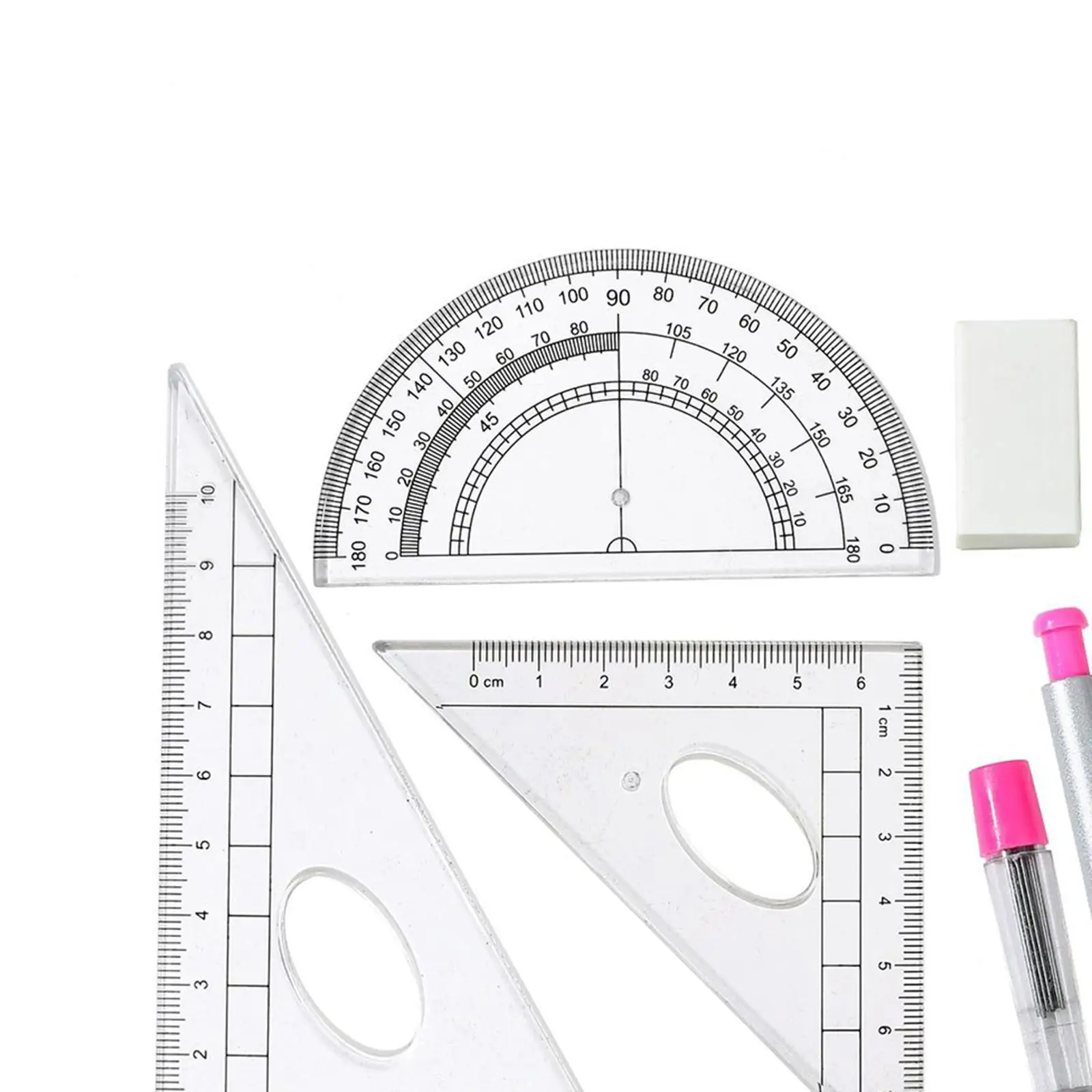 Math Geometry Set Maths Set Compass Set Eraser Triangle Ruler Durable Ruler Set Protractor for Supplies Mathematician Drawing