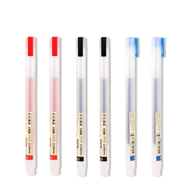 6Pcs/Set Fresh Style 0.5mm Water-Based Gel Ballpoint Pen Black/Red/Blue Ink Pen School Office Supply Stationery For Student