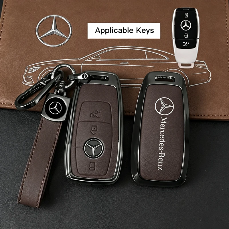Leather Car Key Full Case Protection Cover Shell Holder For Mercedes Benz AMG W204 W205 W203 W210 W211 W212 W124 W126 W213 W201 view 6