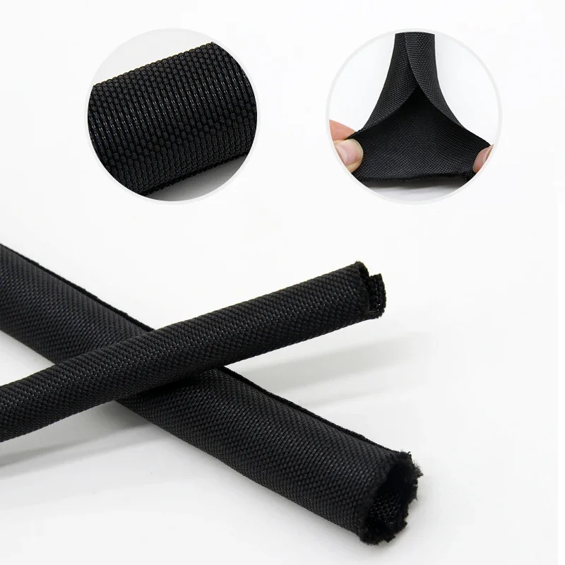 1~10m Self-Closed PET Expandable Braided Sleeve Black Insulated Wrap Self Closing Sleeved Cable Protection Line Organizer