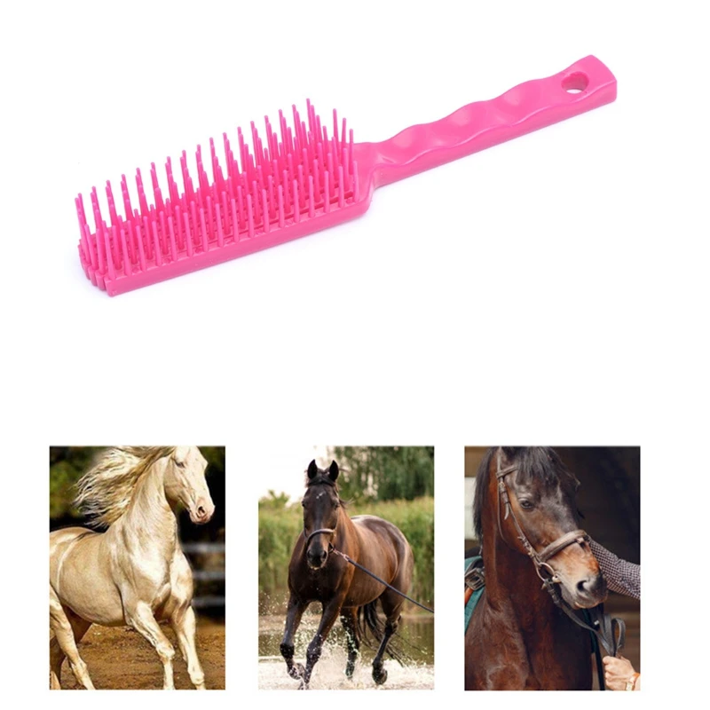 Sisir kuda sisir Detangler hewan peliharaan, sisir plastik untuk bulu ekor panjang sisir warna acak