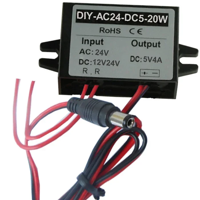 Converter DC(16V-40V) AC(16-28V) AC 24V To DC 5V 4A DC 5.5*21 DC Car Buck Power Module  Waterproof  RoSH CE