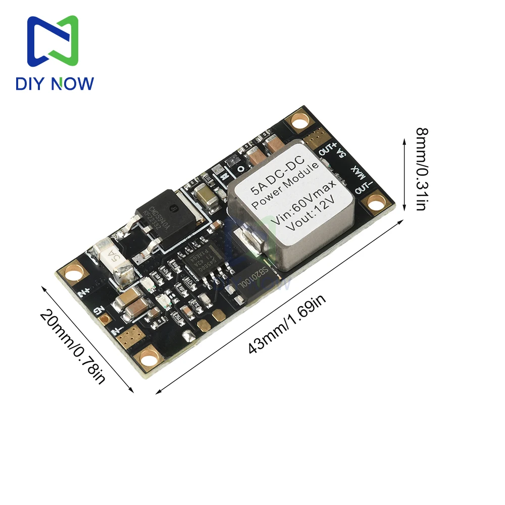 Modulo step-down DC-DC Convertitore DC da 6,5 V-60 V a DC5V/DC12V Modulo step-down non isolato ad alta potenza 5A