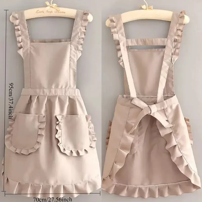 Personalized Ruffle Princess Apron Custom Photo Name Women Kitchen Apron with Pockets Waterproof Cooking Baking Shop Apron Gift