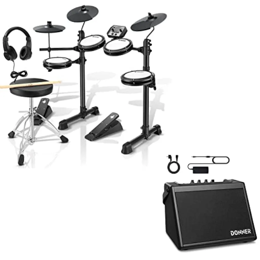 

Donner DED-80 Electronic Drum Set with Mini Electric Drum Amp 20W in Black for Home Practice and Live Performance