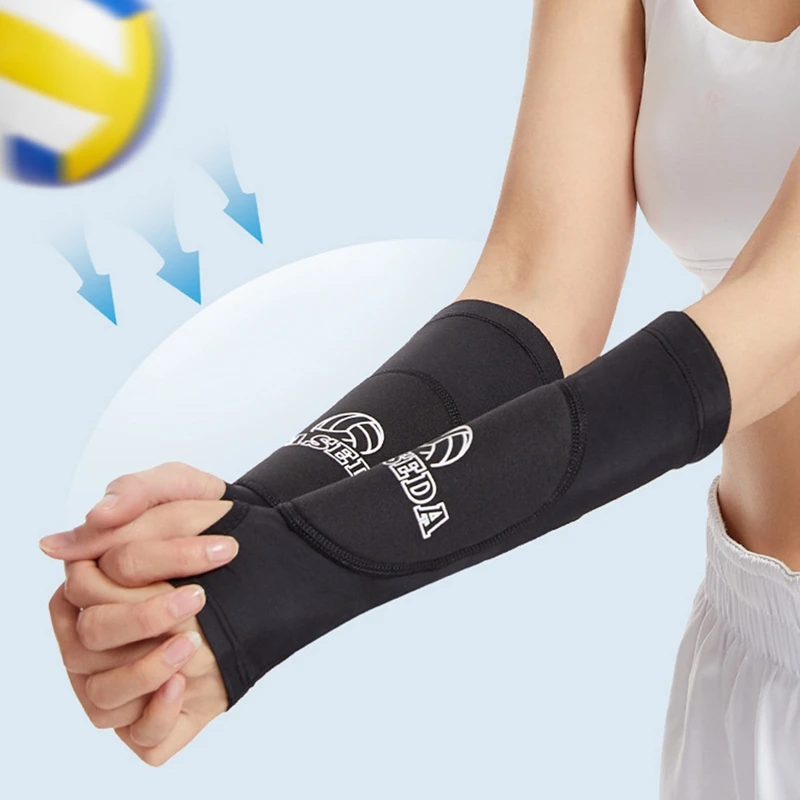 1 Pair Volleyball Padded Passing Forearm Hitting Sleeves, Arm Sleeves and Wrist Support with Protection Pad for Girl, Boy, Adult