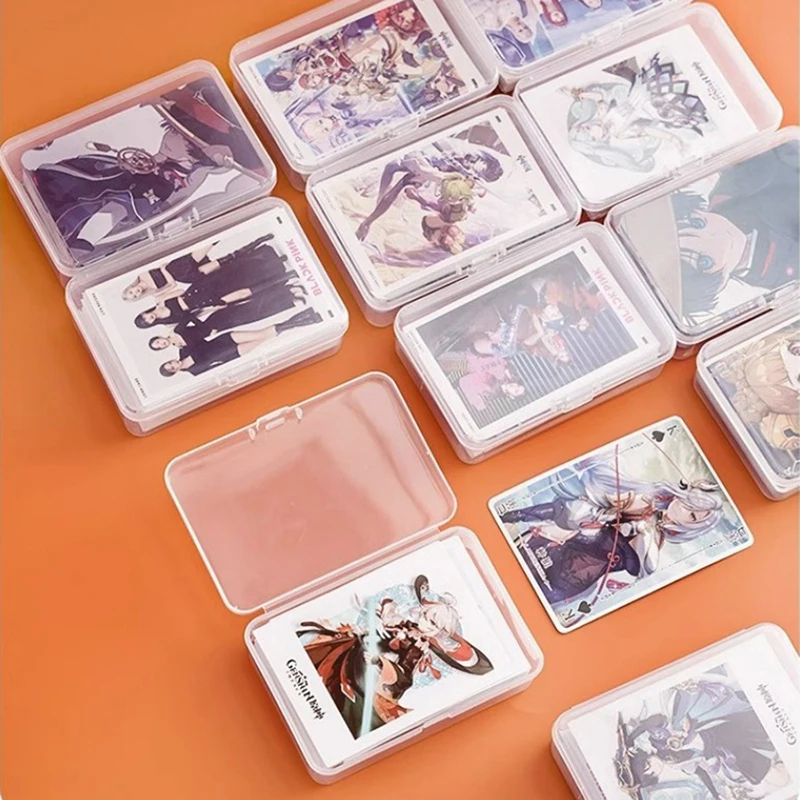 Transparent Plastic Storage Box Photocards Small Card Storage Box Desk Organizer Box Classification Box Stationery