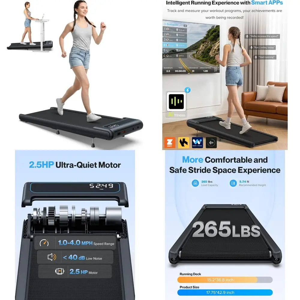 وسادة المشي المائلة 10%، 3 حصان، 4 ميجا في الساعة/7.6 ميجا في الساعة، سعة 265/350 رطل، منطقة تشغيل واسعة، عملية هادئة للاستخدام المنزلي #1