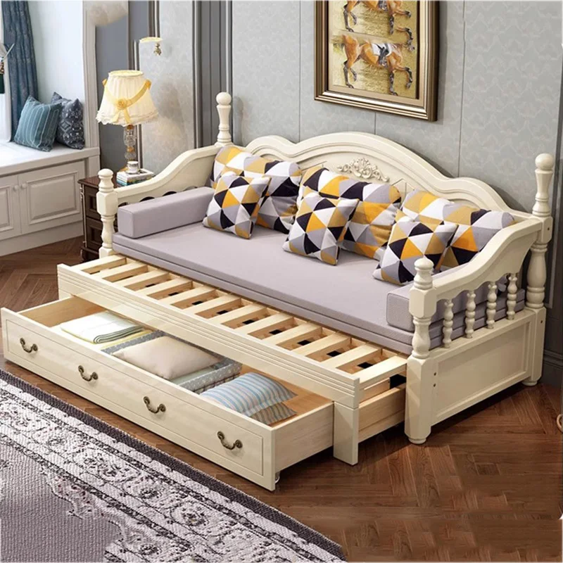 

Girls Loft Modern Beds Double Storage Drawers White Small Bedroom Bed Folding Floor Space Saving Camas De Dormitorio Furniture