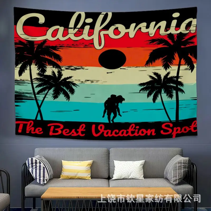 VIKAMA Retro Tropical Sunset Tapestry Wall Hanging, 6 Designs, Wall Decor for Bedroom Living Room Dorm