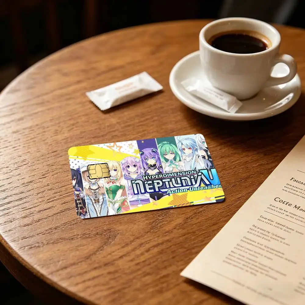 Game H-Hyperdimension Neptunia   Spend or Save Funny Shell Ultra Thin No Fade Sticker Cover Film for Debit Credit Card