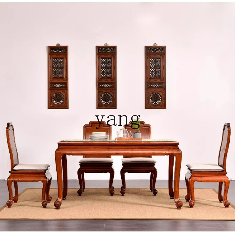 LTT mahogany dining table Ming and Qing classical rosewood dining table red sandalwood long dining table