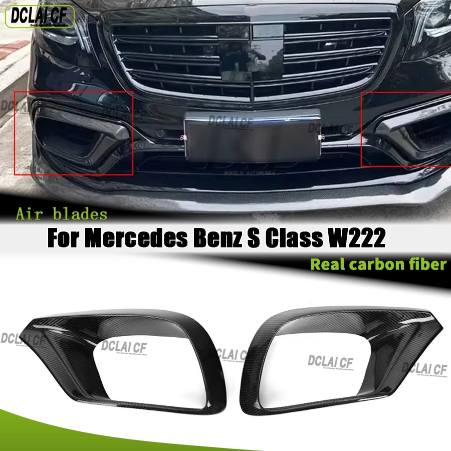 For Mercedes Benz S Class W222 S63 S65 Front air vent front bumper fog light cover carbon fiber vent fog light frame upgrade