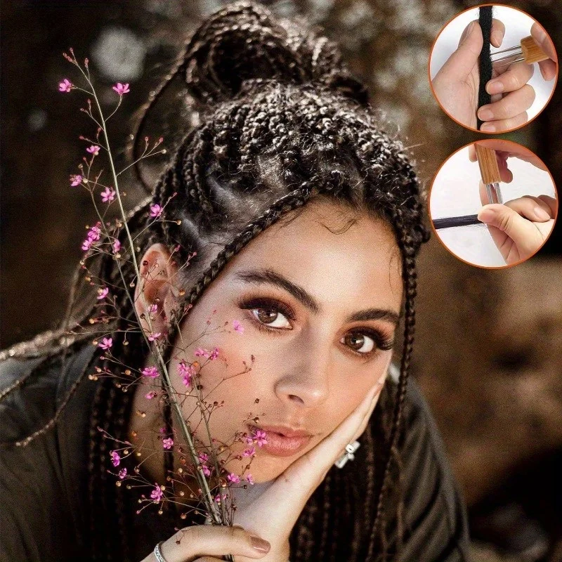 1 セット 0.5 ミリメートル/0.75 ミリメートルドレッドヘアかぎ針編みフック木製かぎ針編み針ヘアドレッドヘアツール三つ編みクラフト