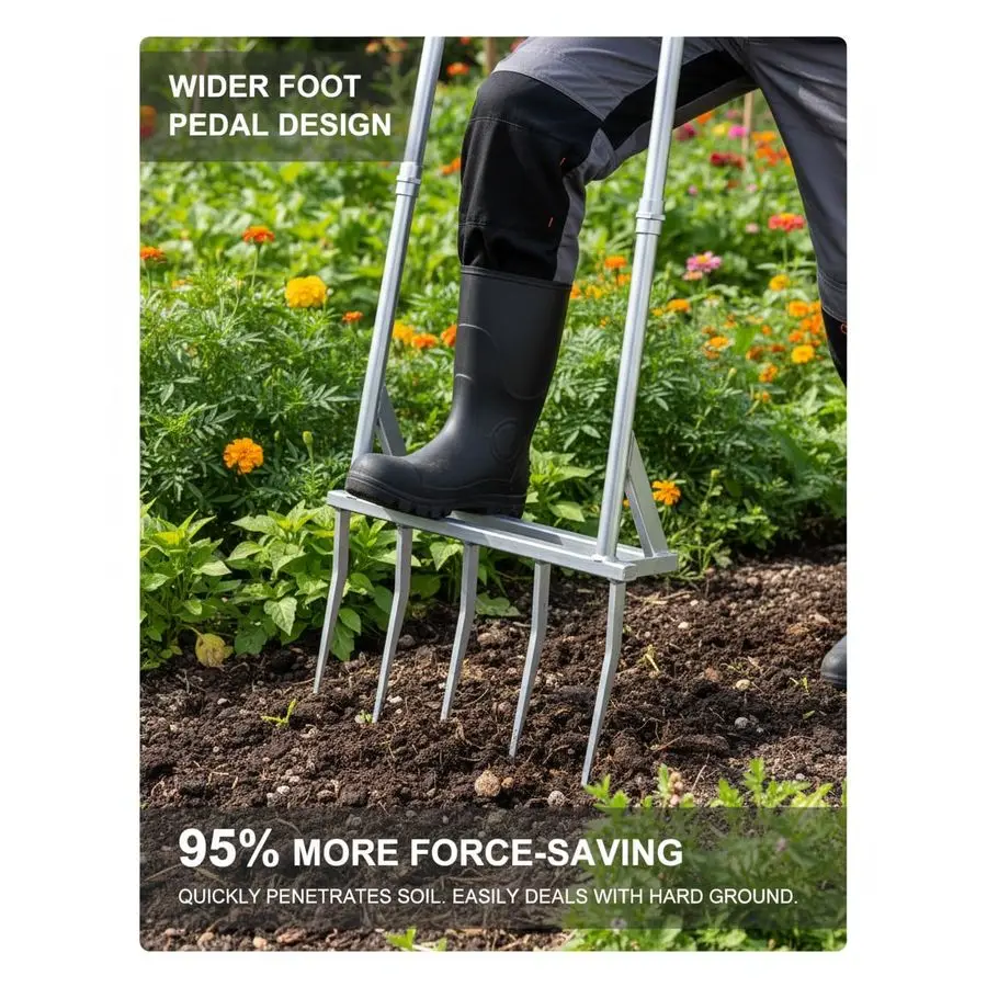 شوكة واسعة للخدمة الشاقة للحديقة مصنوعة بشكل قوي لمتانة دائمة وتخفيف وتهوية التربة الطينية على المزارع وفي الحدائق المنزلية