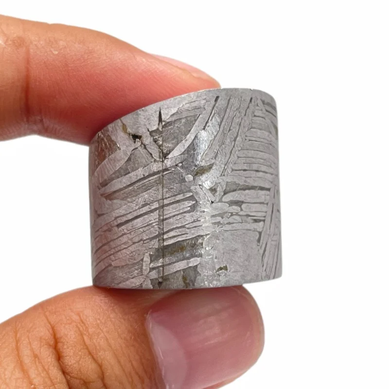 Muonionalusta Iron Meteorite Ring Hand Etched Wide Band Widmanstätten Texture Solid Meteorite Gift For Meteorite Fans QC906
