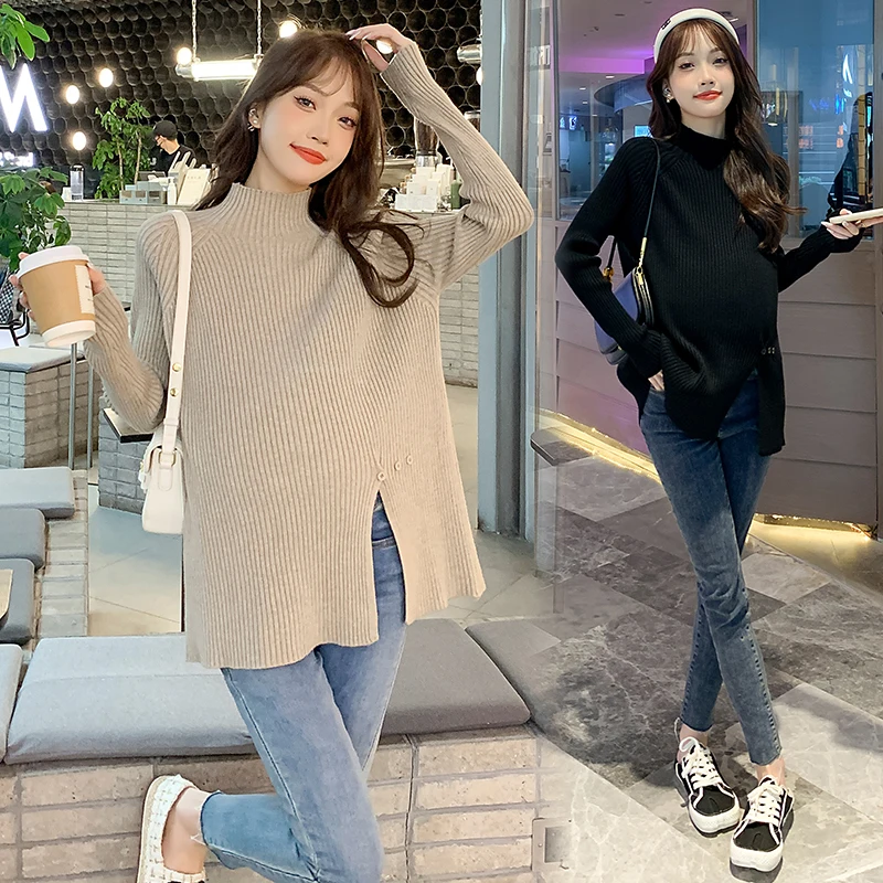 

Winter Thick Warm Fashion Knitted Maternity Sweaters Clothes for Pregnant Women Pregnancy Shirt Top Maternity Tops