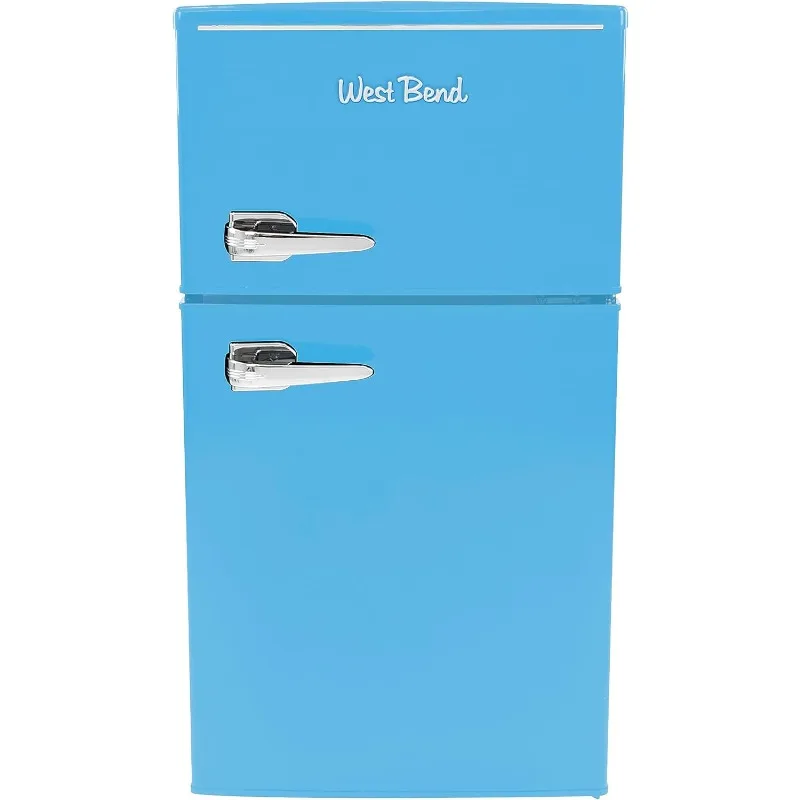 

West Bend Mini Fridge with Freezer Retro-Styled for Home Office or Dorm, Manual Defrost and Adjustable Temperature,3 Cu.Ft, Blue