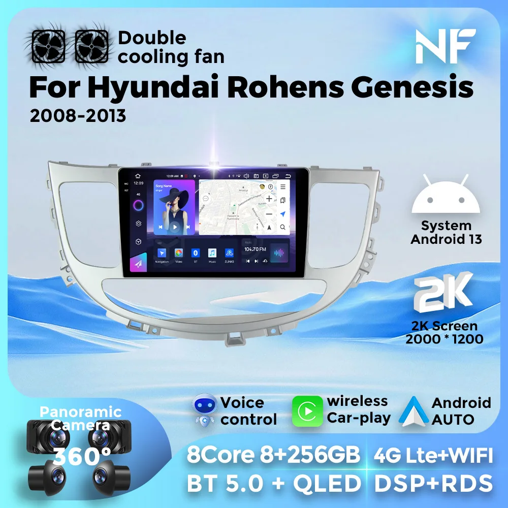 

4G LTE QLED Android 13 For Hyundai Rohens Genesis 2008-2013 Car Stereo GPS Navigation Multimedia Carplay Auto Radio Video Player