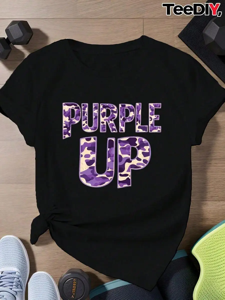 Camouflage PURPLE UP Women s Plus Size Sports Short Sleeve T-Shirt Perfect Gifts For Father s Day, Mother s Day, Birthdays, Or Valentine s Day Pa