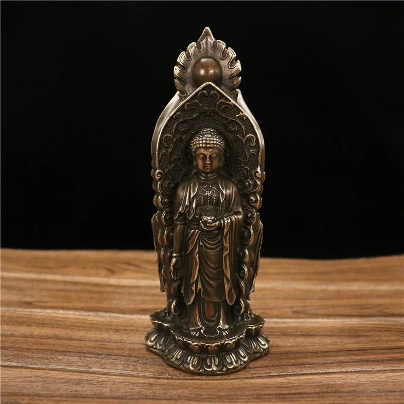 Bronze Saints Three-Faced Ornament - Shakyamuni Buddha, Guanyin, Ksitigarbha, Bodhisattva - Buddhist Hall Statue