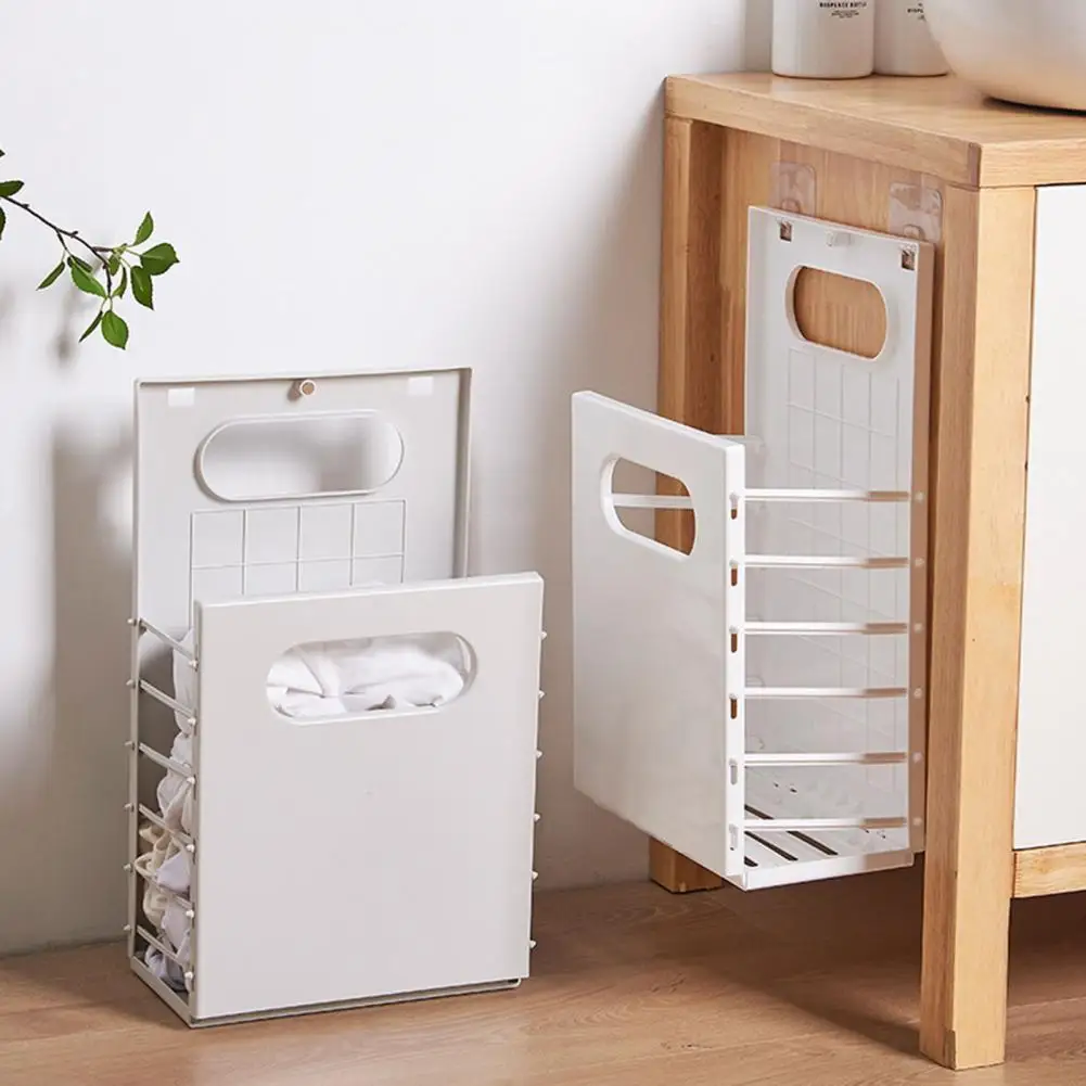 

Durable Foldable Basket Versatile Foldable Laundry Basket Spacious Storage Solution with Magnetic Hooks Modern for Bathroom