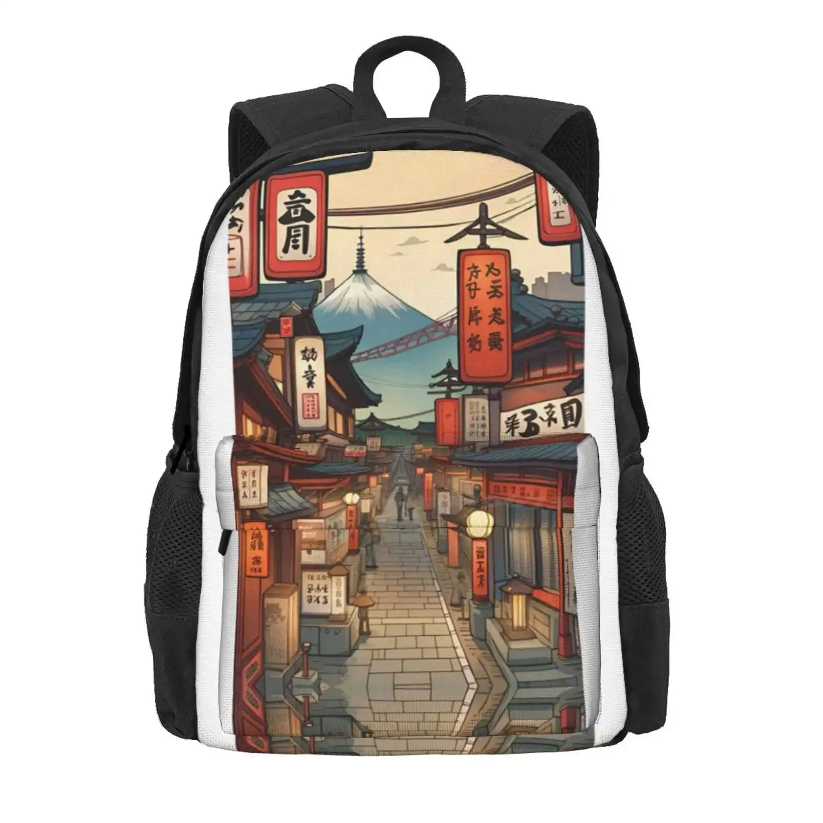 Japan Town Hot Sale Schoolbag Backpack Fashion Bags Japanese Cute Anime Kawaii Manga Retro Vintage Aesthetic Ramen Red Tumblr