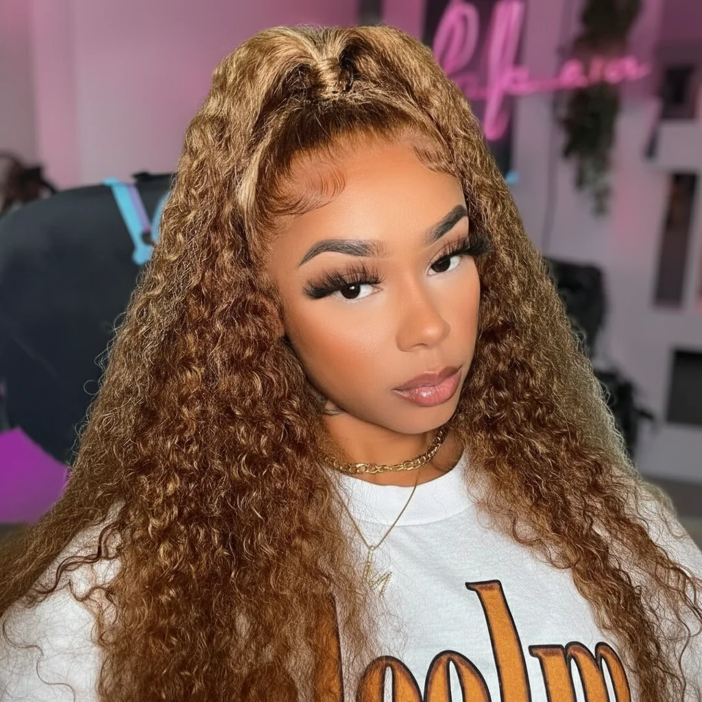 تسليط الضوء على شعر مستعار شعر الإنسان العسل شقراء براون 13x6 الدانتيل الجبهة الباروكات عميق شعر بشري مجعد موجة عميقة 13x4 HD الدانتيل الباروكات الأمامية