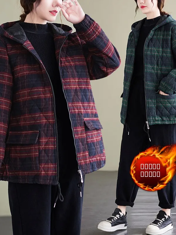 

Свободная хлопковая фланелевая куртка в клетку для женщин, осенне-зимняя верхняя одежда, удобная, дышащая, из хлопка