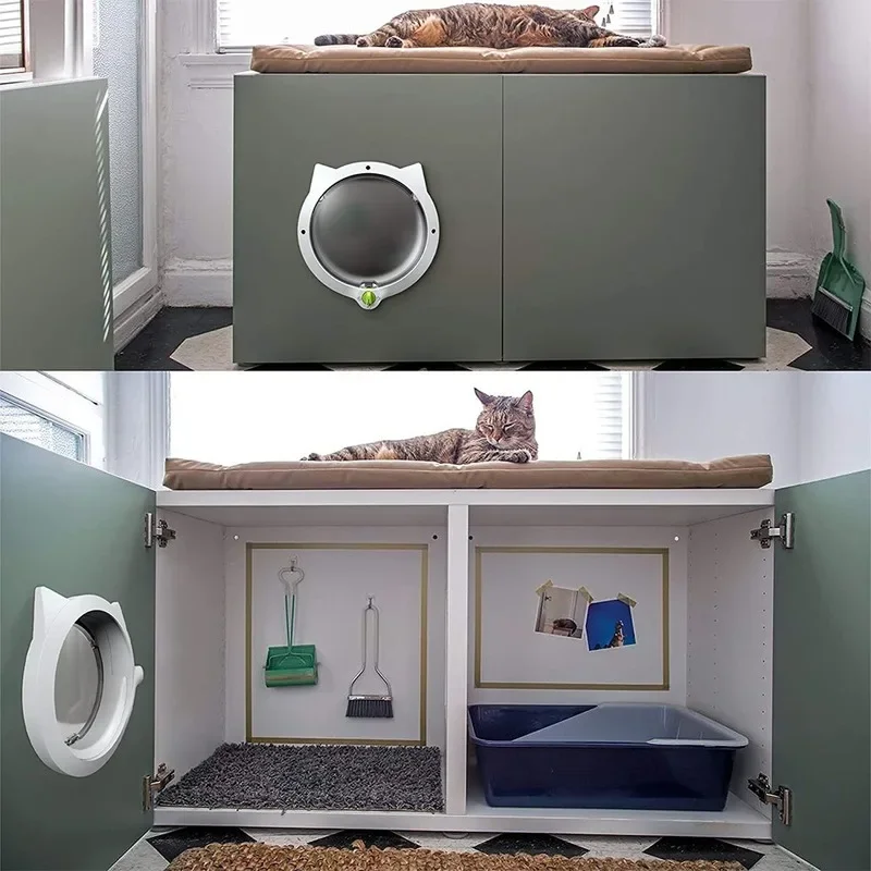 Recinzione per porta per gatti per animali domestici chiusura a 4 vie con patta per porte interne e porte esterne parete o porta di controllo a rete nascosta per gatti