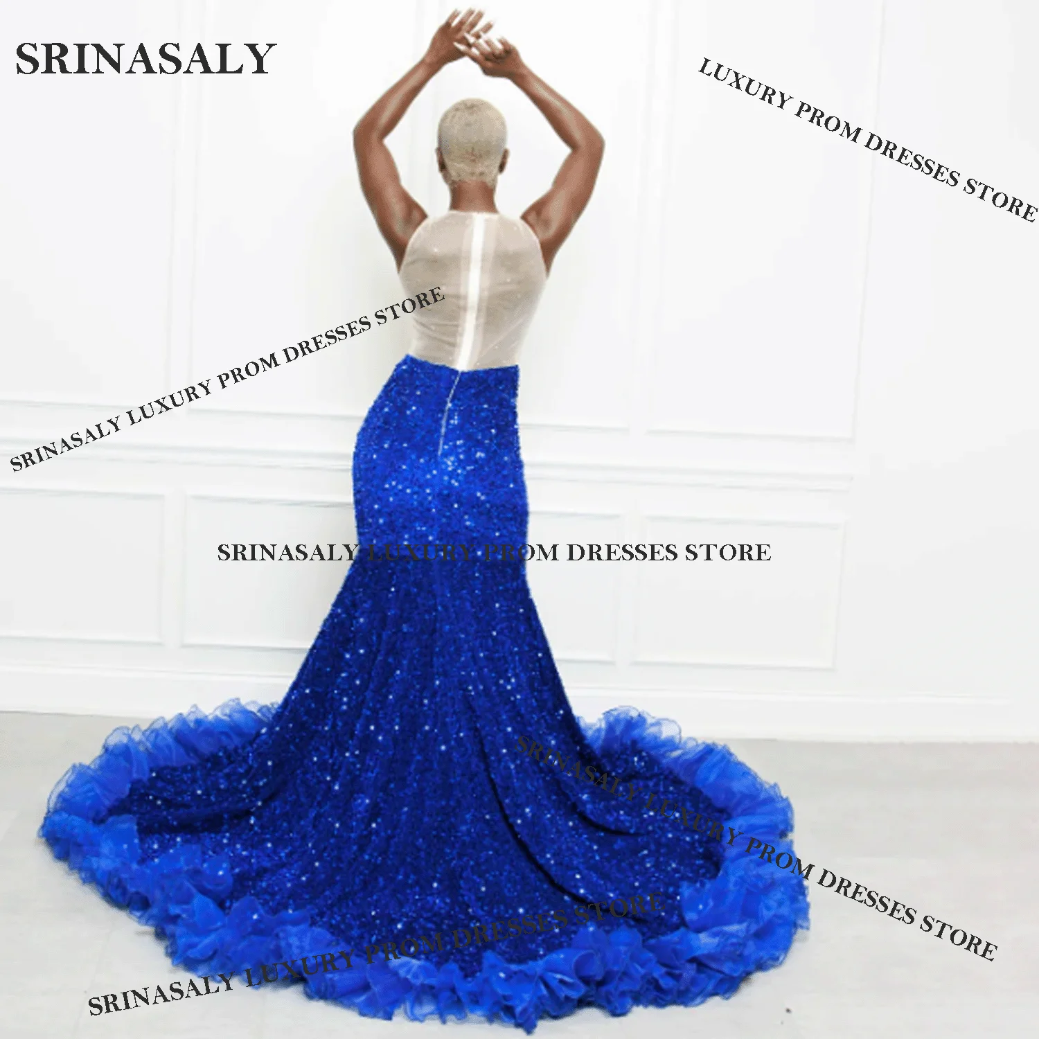 Africano brilhante aso ebi sereia vestidos de baile diamante cristais vestido de noite longo glitter lantejoulas preto menina vestido de festa de casamento