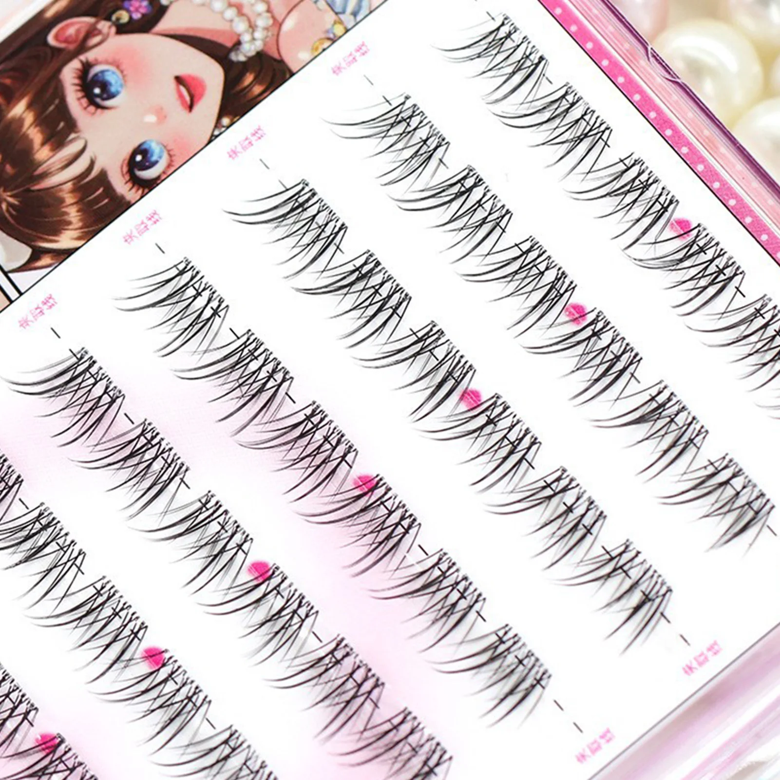 رموش صناعية بدون غراء مع شريط غير مرئي، سهلة الاستخدام، رموش عنقودية سميكة للمظهر الطبيعي للارتداء اليومي والعيون الحساسة #1