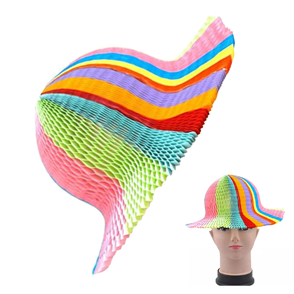 

Rainbow Color Honeycomb Paper Origami Hat One Size Fits Most Foldable Comfortable Breathable for Party Festival Decoration DIY