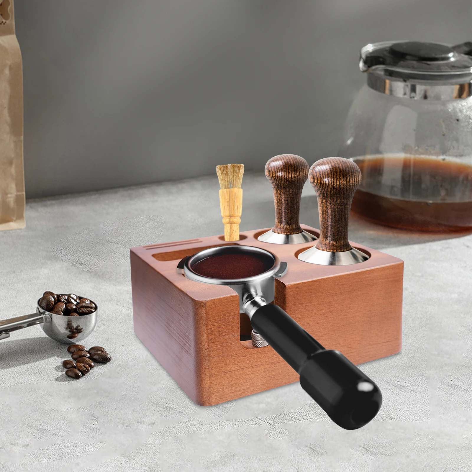 Espresso-Tampfstation, 2,28 Zoll kompatibel, rutschfest, für Zuhause und Café, mit Silikonpad und verstellbarer Mutter – Detail 2