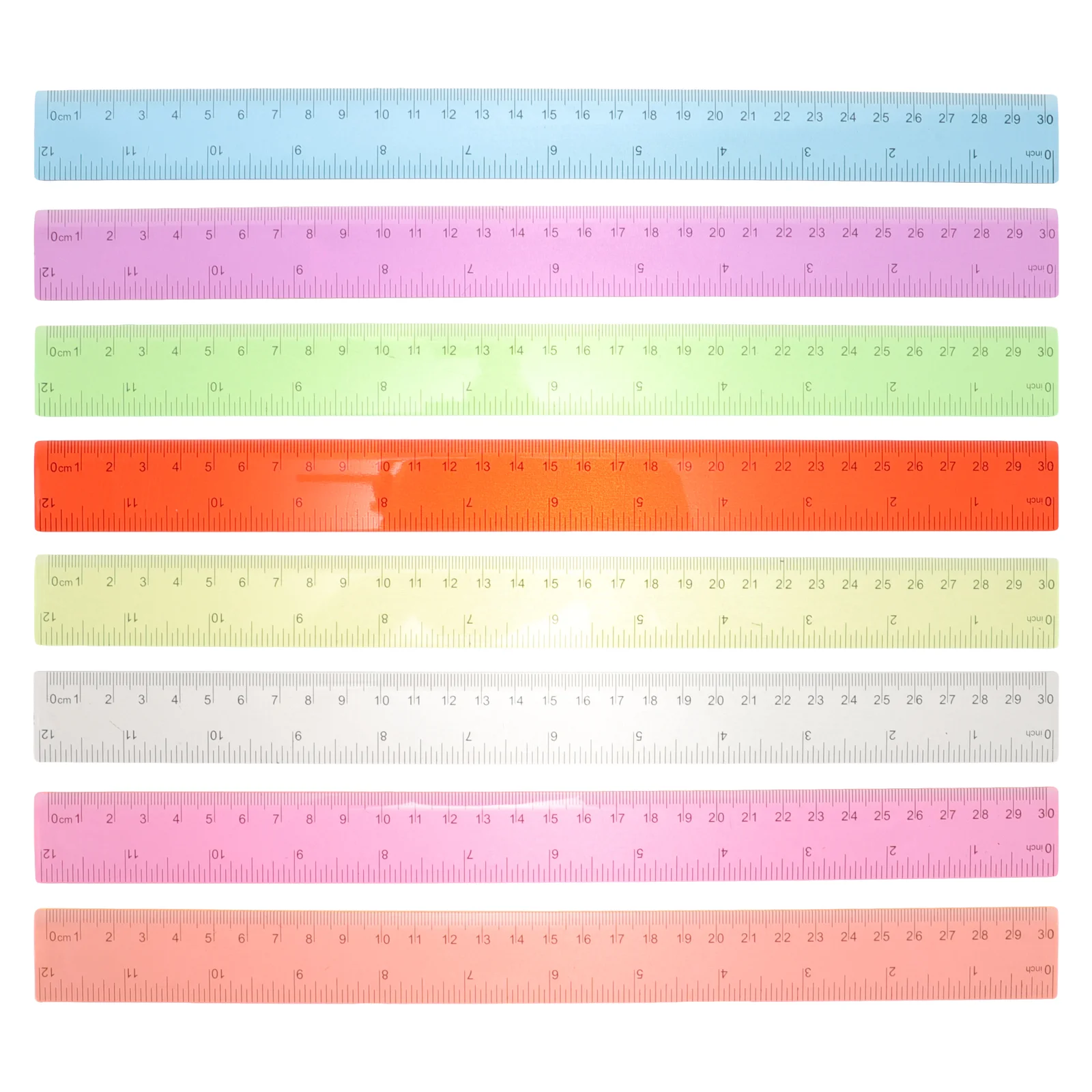 

8 Pcs Color Plastic Metric Ruler 30CM Straight Edge High Resolution Scale Students Artists Engineers Office Supplies