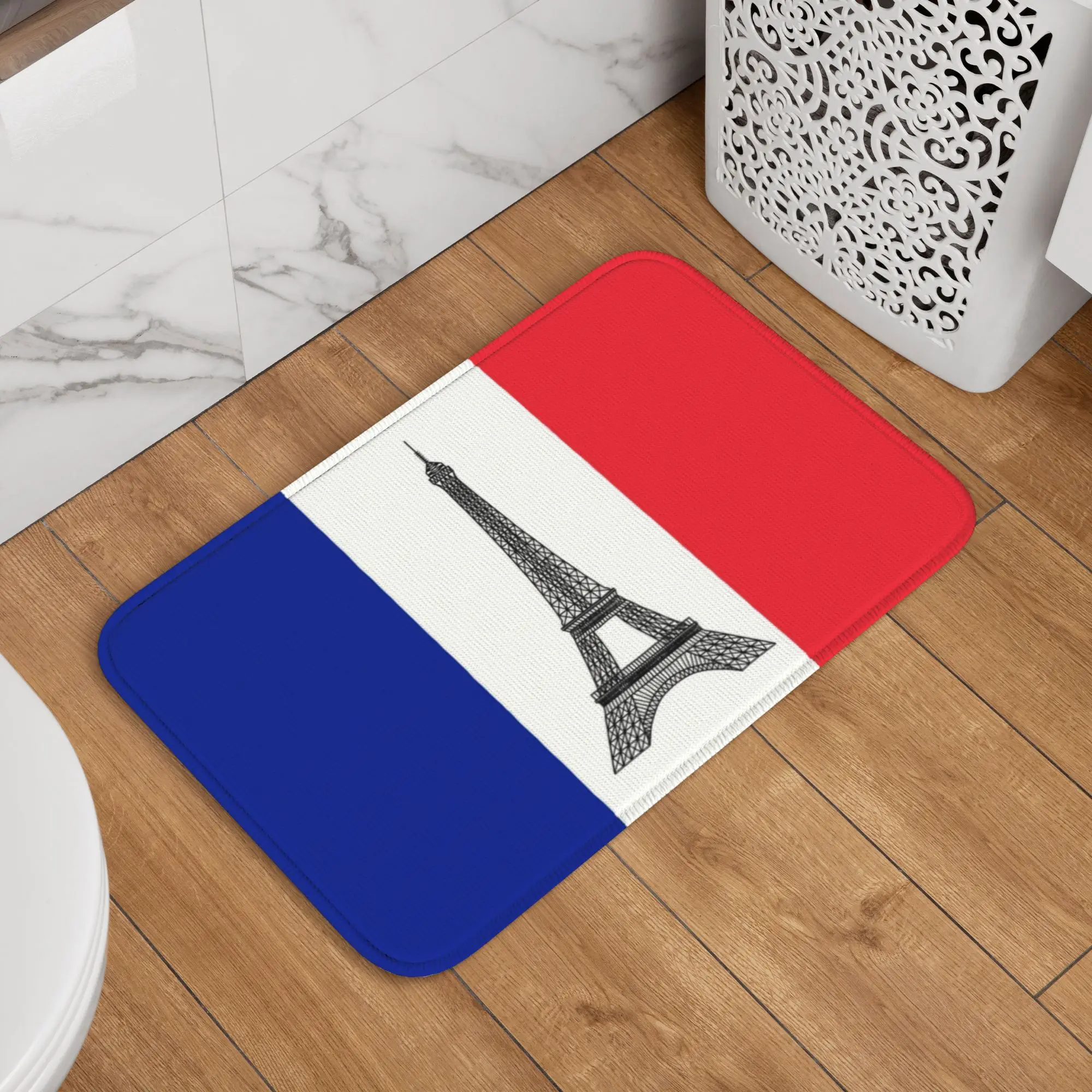 Custom Flag Of France Doormat Anti-Slip Entrance Bathroom Kitchen Floor Door Mat French La Tour Eiffel Garden Carpet Rug