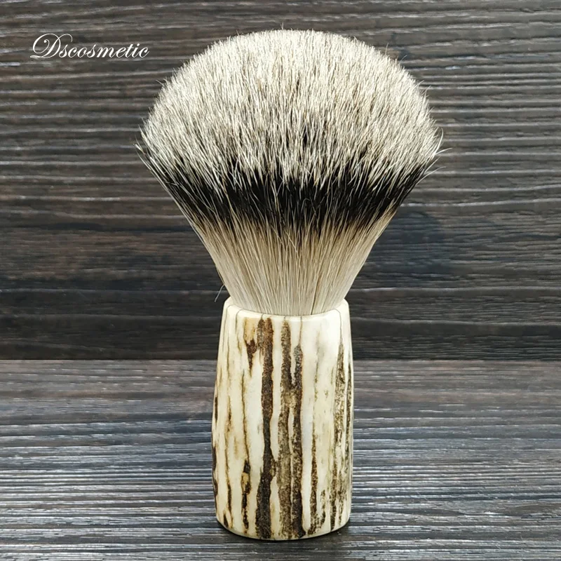 DSCOSMETIC High Mountain Natural Hair Knot Shaving Brush with Buckhorn Handle for Man Shave