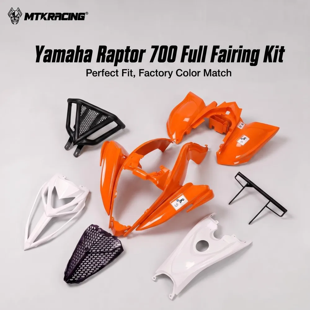 Gloss Orange And White Complete Plastic Fairing Kit For Yamaha Raptor 700 2018 2019 2020