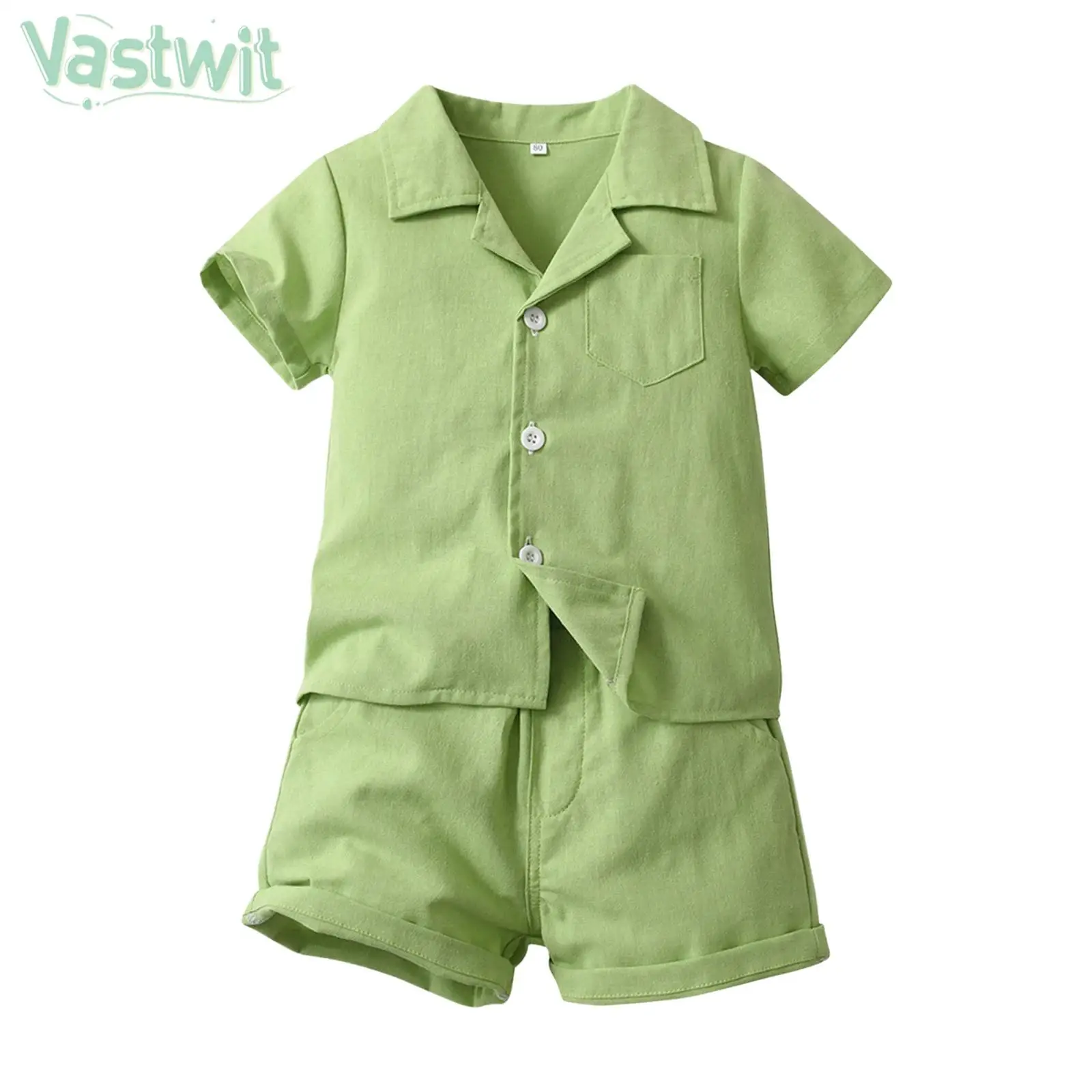 

Kids Boys Gentlemen Suit Summer Casual Preppy Style Outfit Short Sleeve Cotton Shirt with Shorts for Birthday Party Daily School